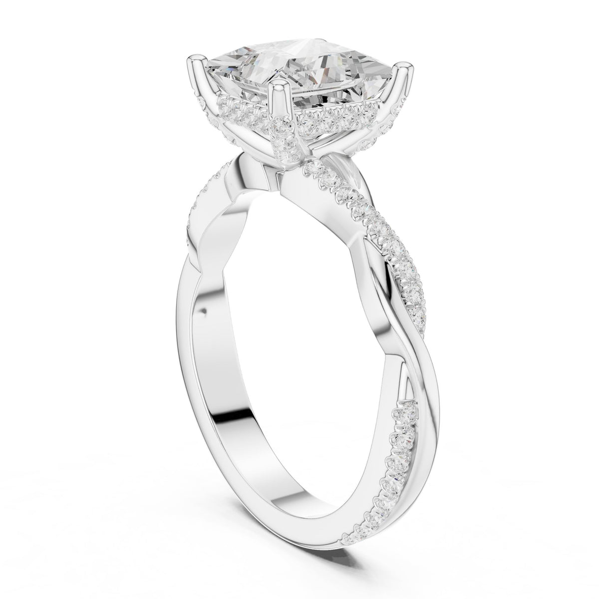 Princess Accented Lab Grown Diamond Engagement Ring