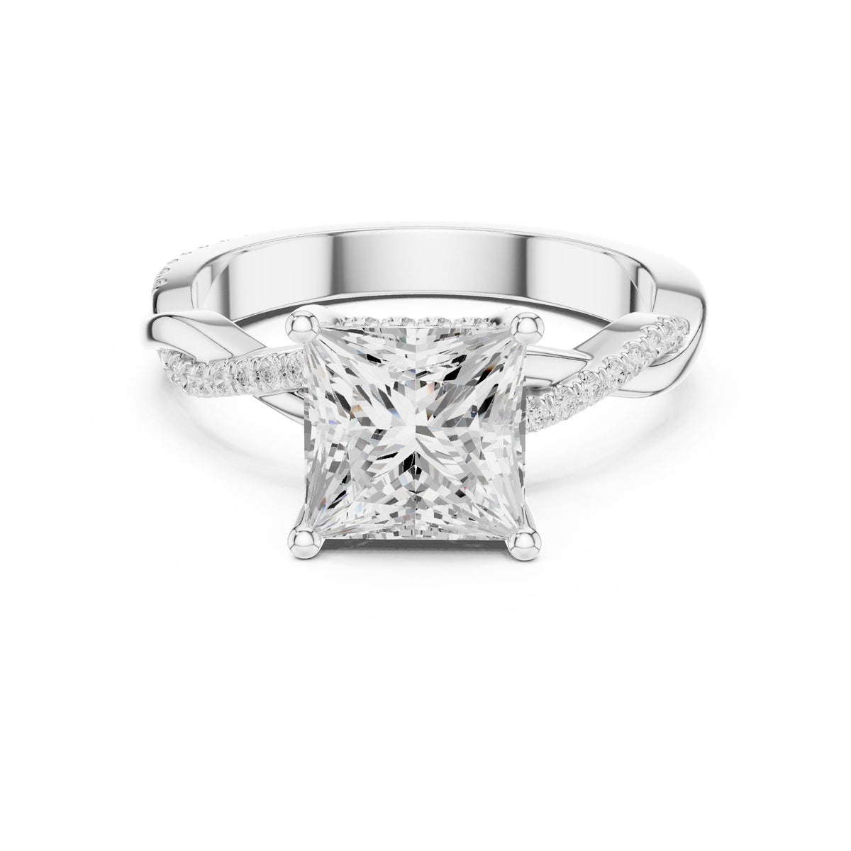 Princess Accented Lab Grown Diamond Engagement Ring