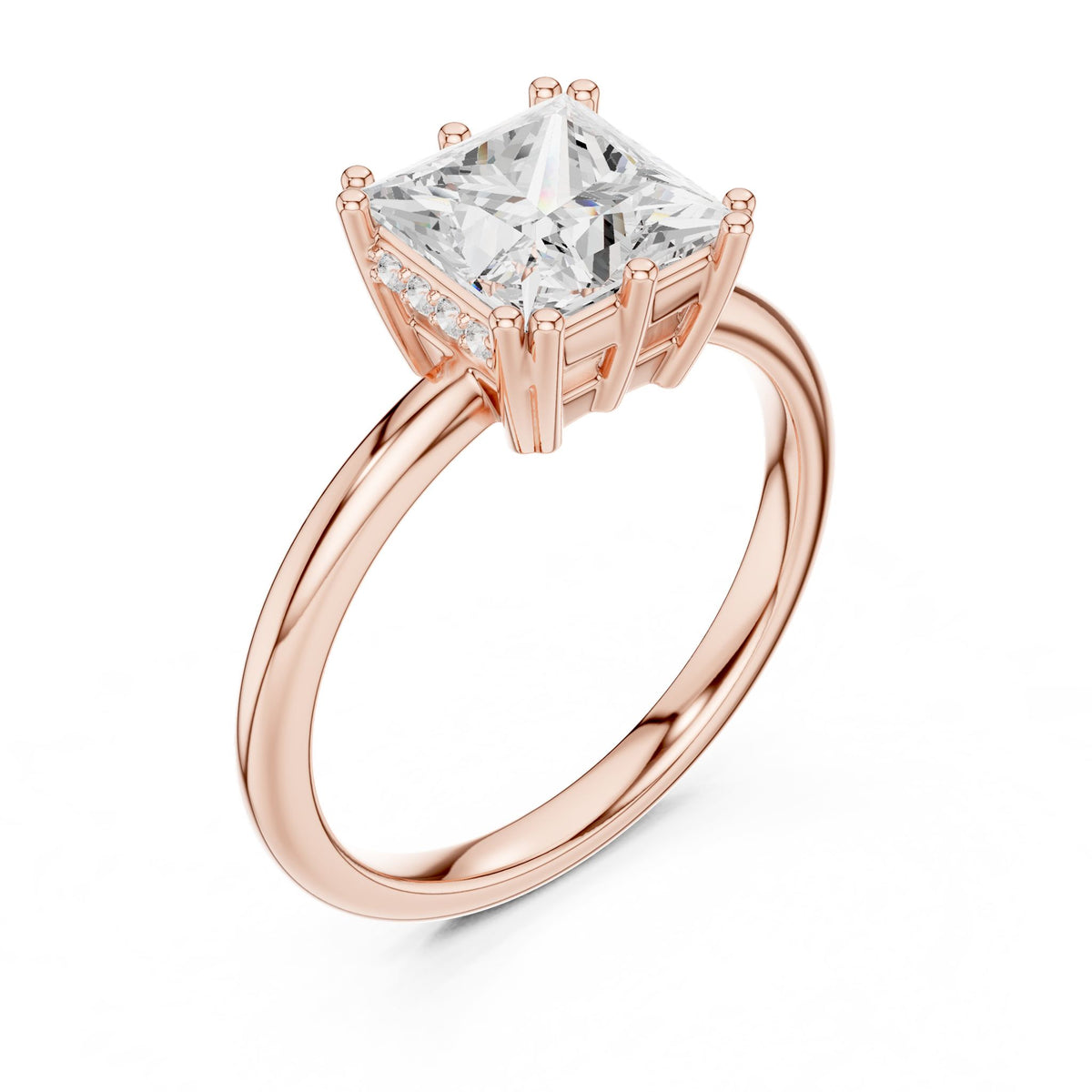 Princess Accented Lab Grown Diamond Engagement Ring