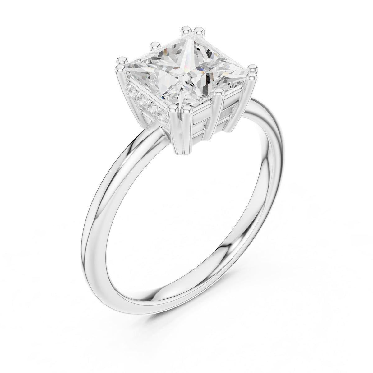 Princess Accented Lab Grown Diamond Engagement Ring