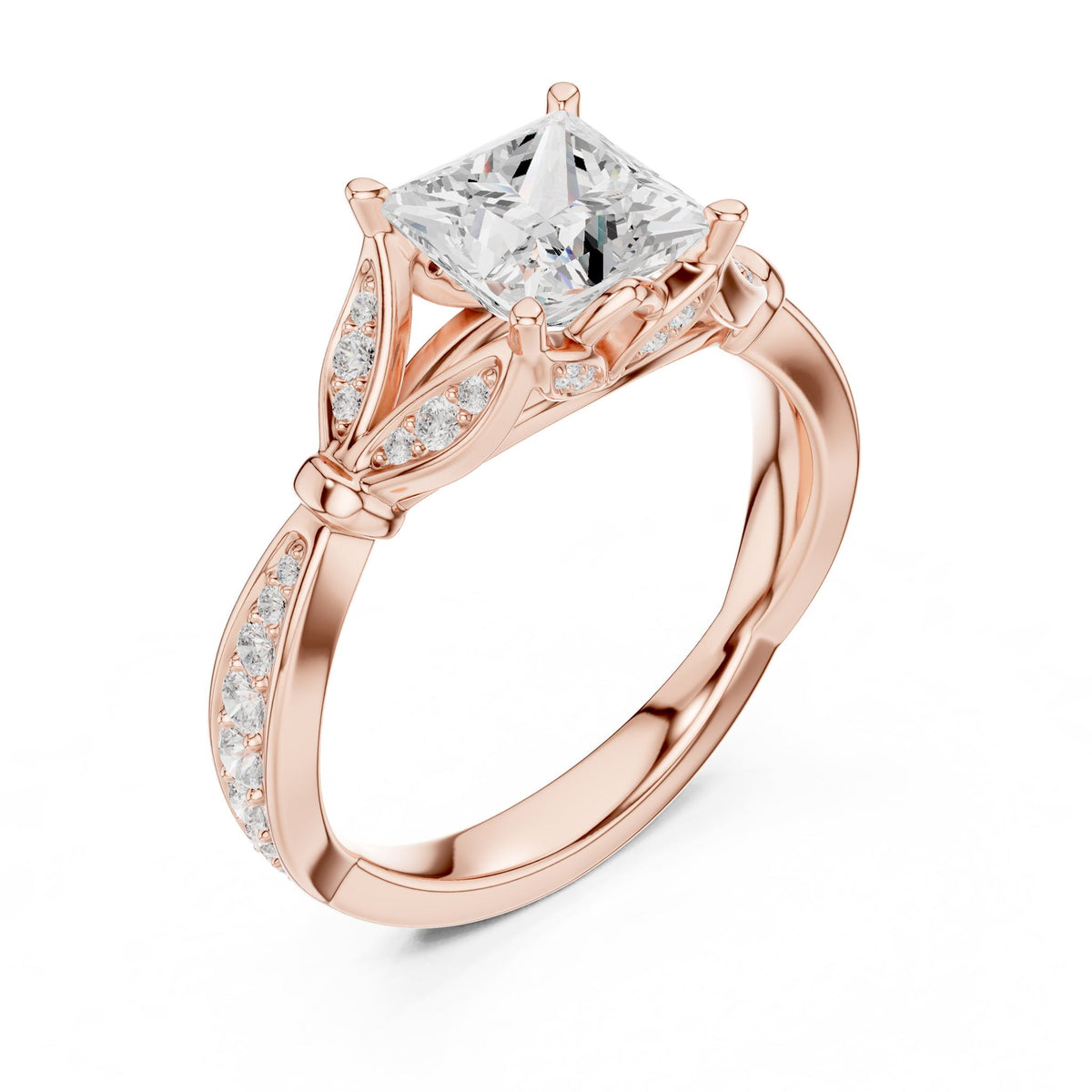 Princess Accented Lab Grown Diamond Engagement Ring