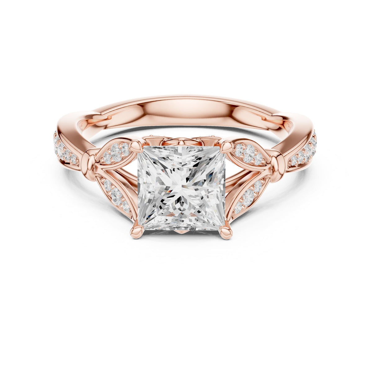 Princess Accented Lab Grown Diamond Engagement Ring
