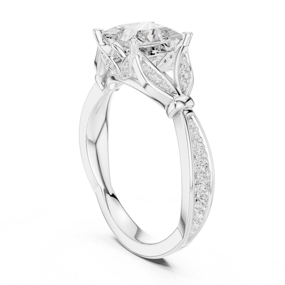 Princess Accented Lab Grown Diamond Engagement Ring
