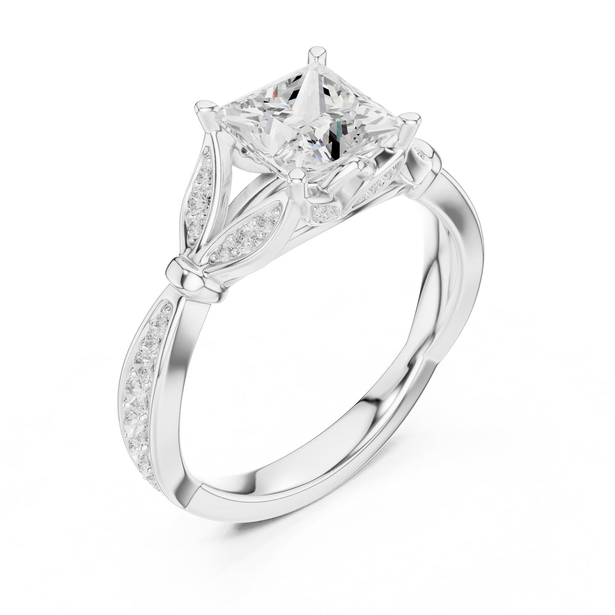 Princess Accented Lab Grown Diamond Engagement Ring