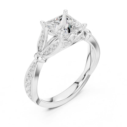 Princess Accented Lab Grown Diamond Engagement Ring