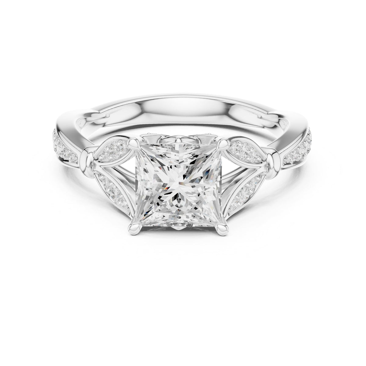 Princess Accented Lab Grown Diamond Engagement Ring