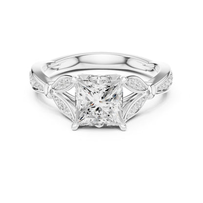 Princess Accented Lab Grown Diamond Engagement Ring