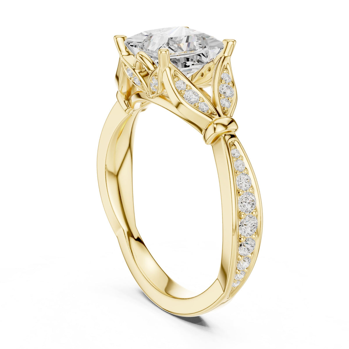 Princess Accented Lab Grown Diamond Engagement Ring