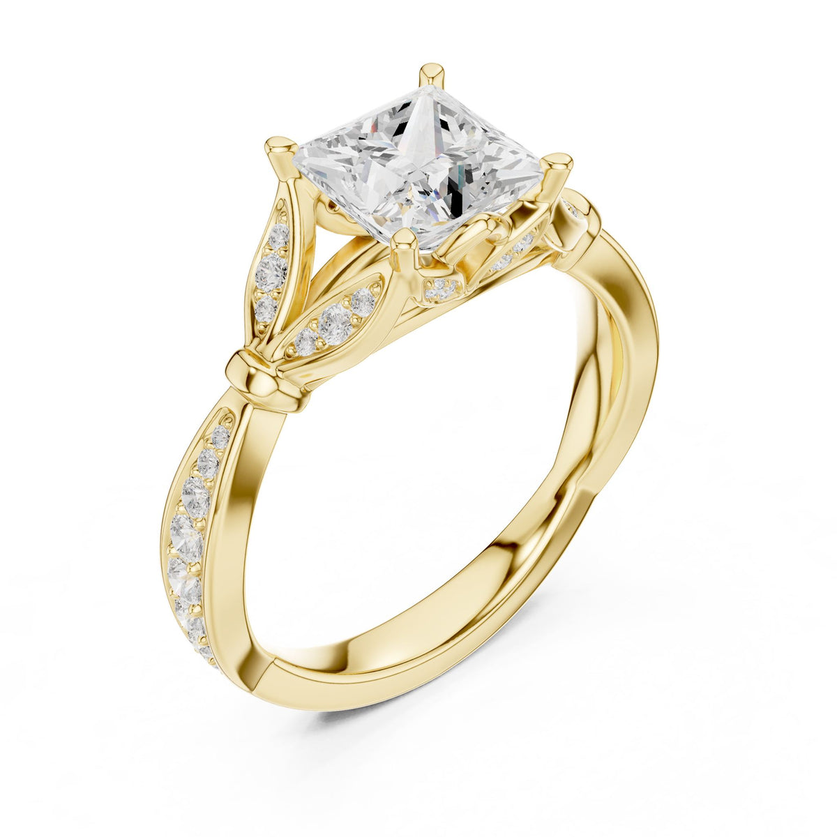 Princess Accented Lab Grown Diamond Engagement Ring