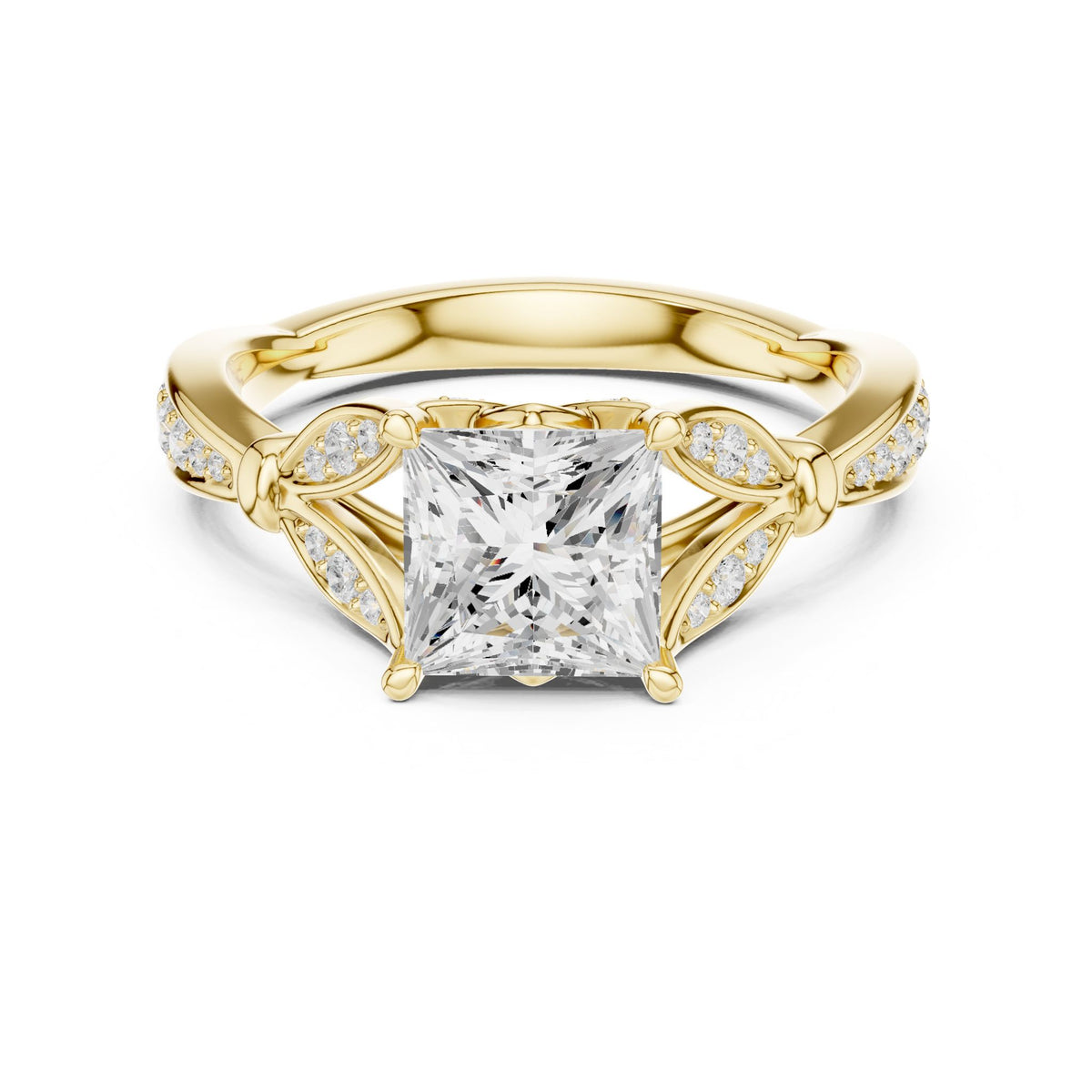 Princess Accented Lab Grown Diamond Engagement Ring