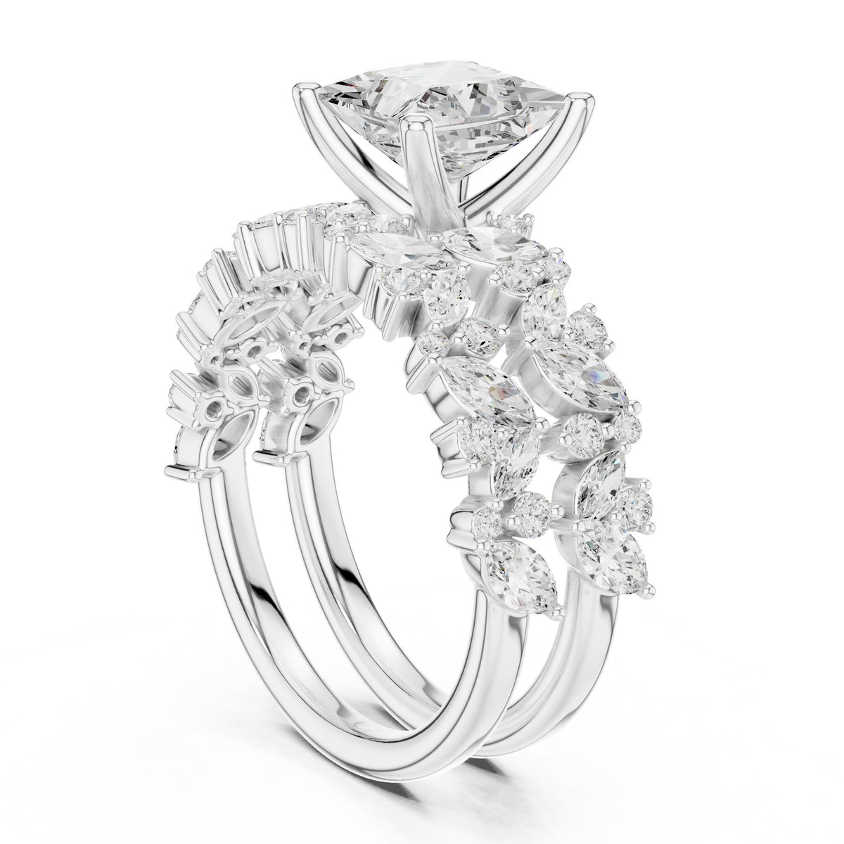 Princess Accented Lab Grown Diamond Engagement Ring