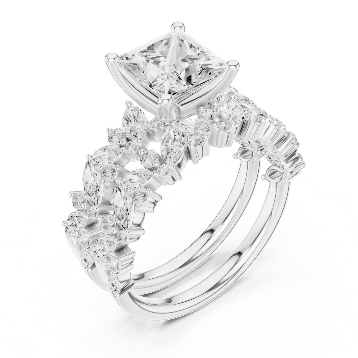 Princess Accented Lab Grown Diamond Engagement Ring