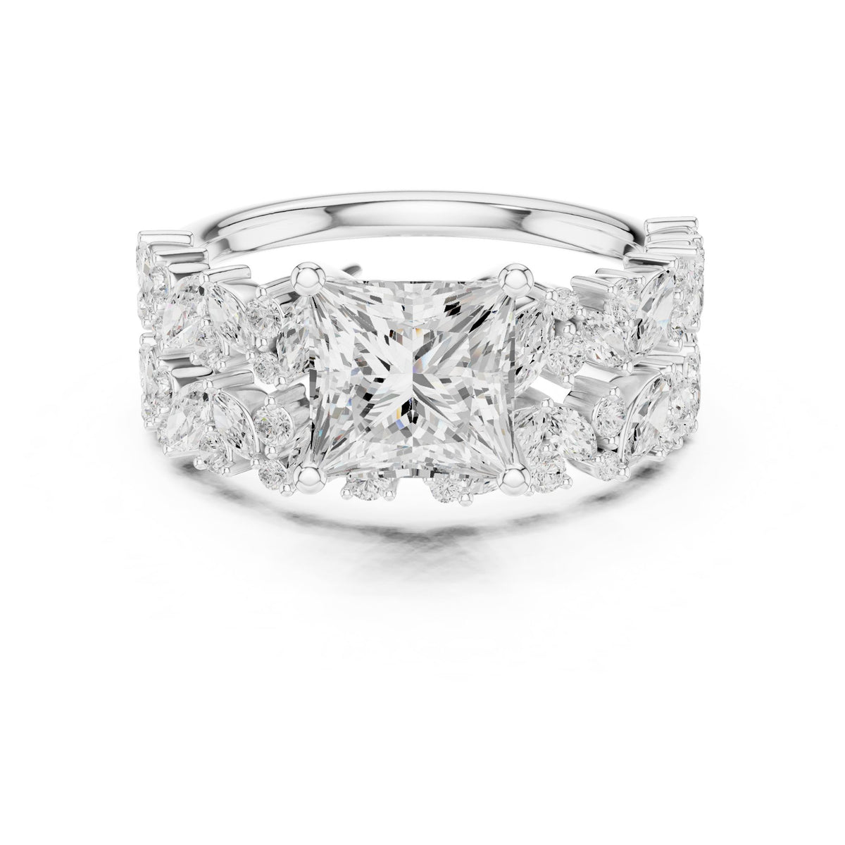 Princess Accented Lab Grown Diamond Engagement Ring