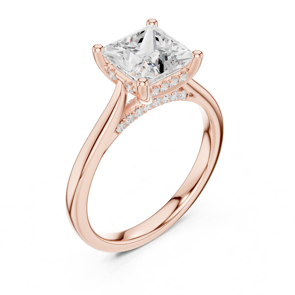 Princess Accented Lab Grown Diamond Engagement Ring