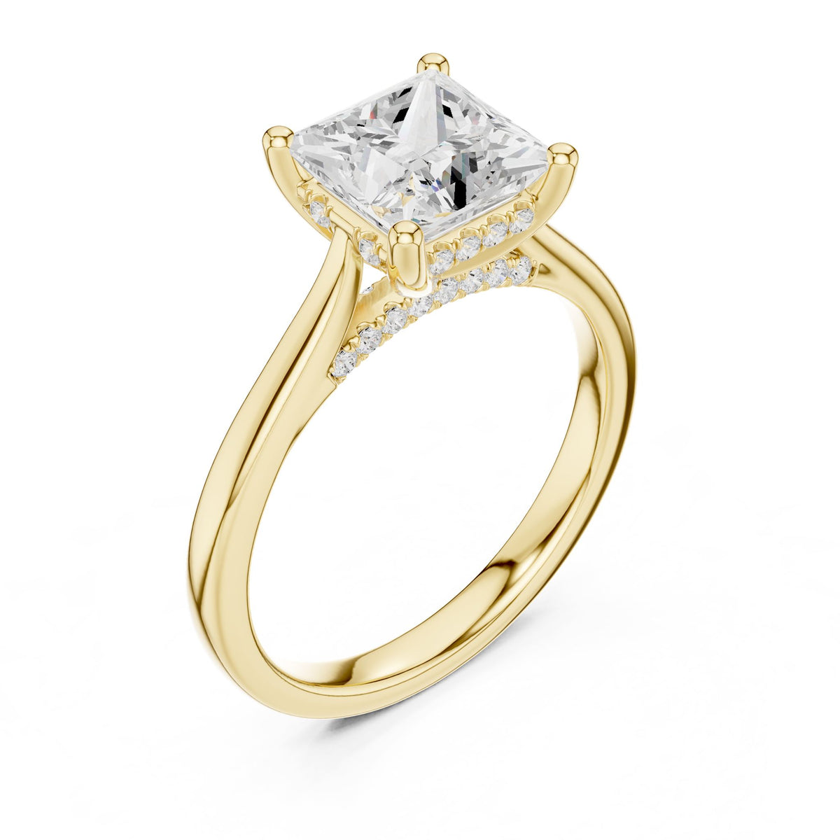 Princess Accented Lab Grown Diamond Engagement Ring