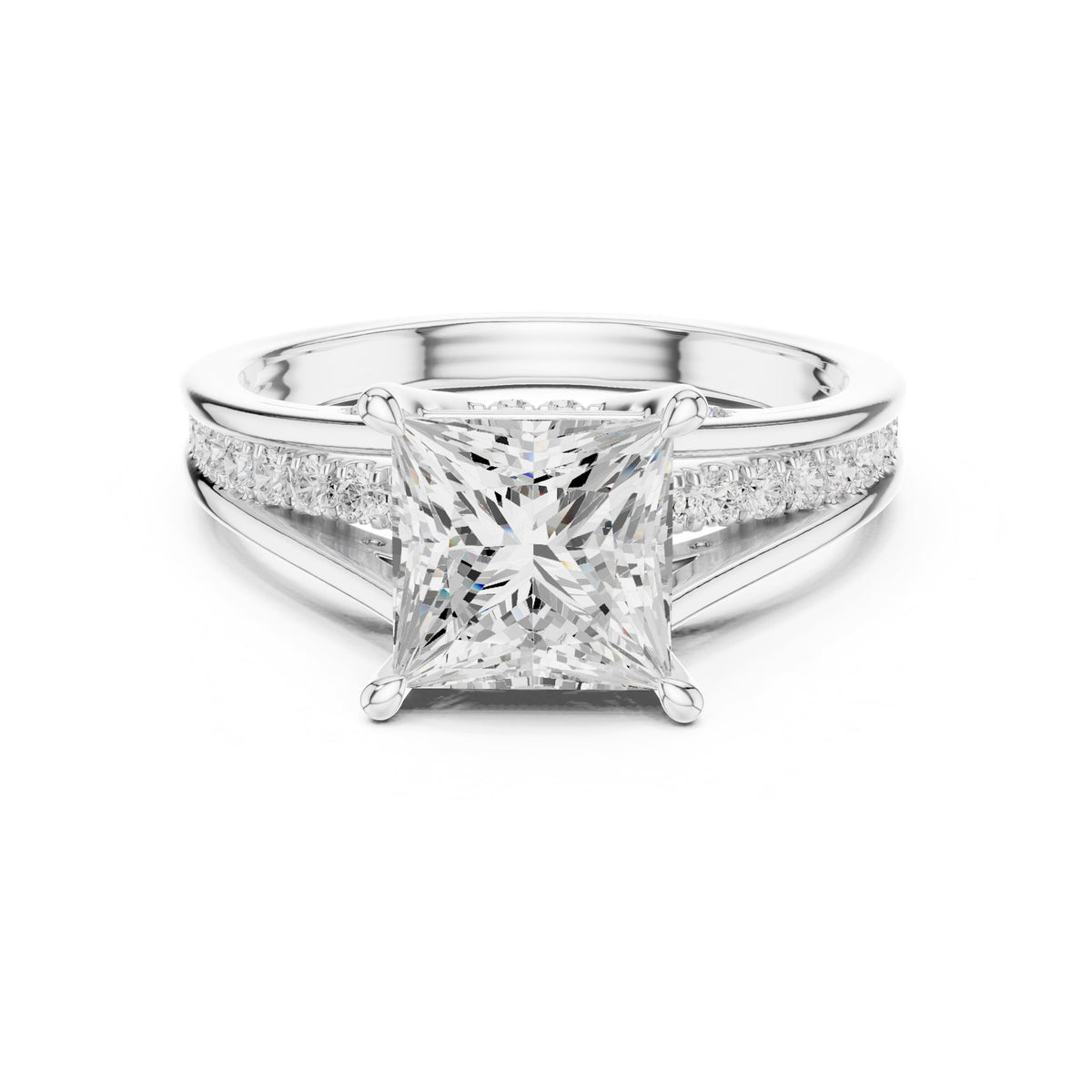 Princess Accented Lab Grown Diamond Engagement Ring