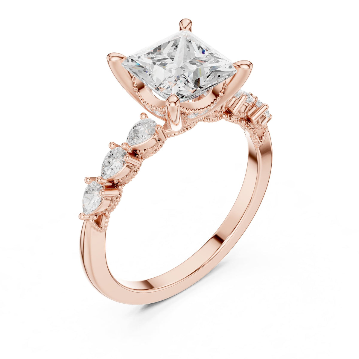 Princess Accented Lab Grown Diamond Engagement Ring
