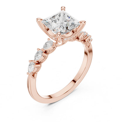 Princess Accented Lab Grown Diamond Engagement Ring