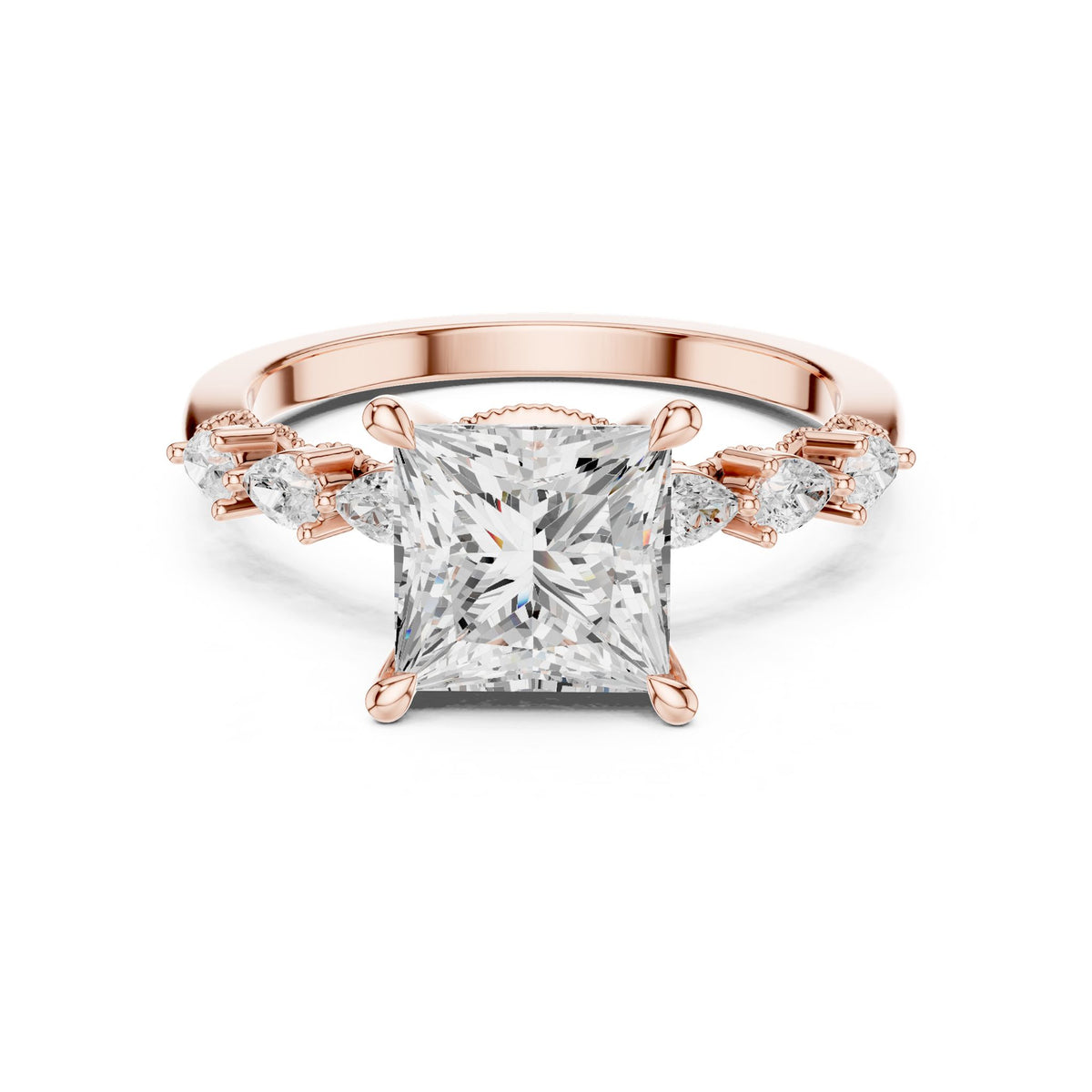 Princess Accented Lab Grown Diamond Engagement Ring