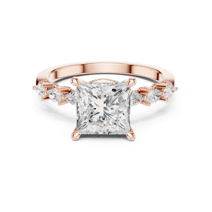 Princess Accented Lab Grown Diamond Engagement Ring