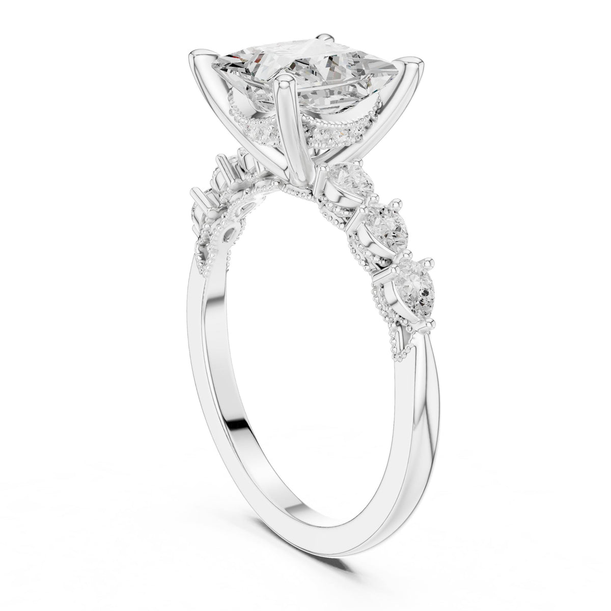 Princess Accented Lab Grown Diamond Engagement Ring