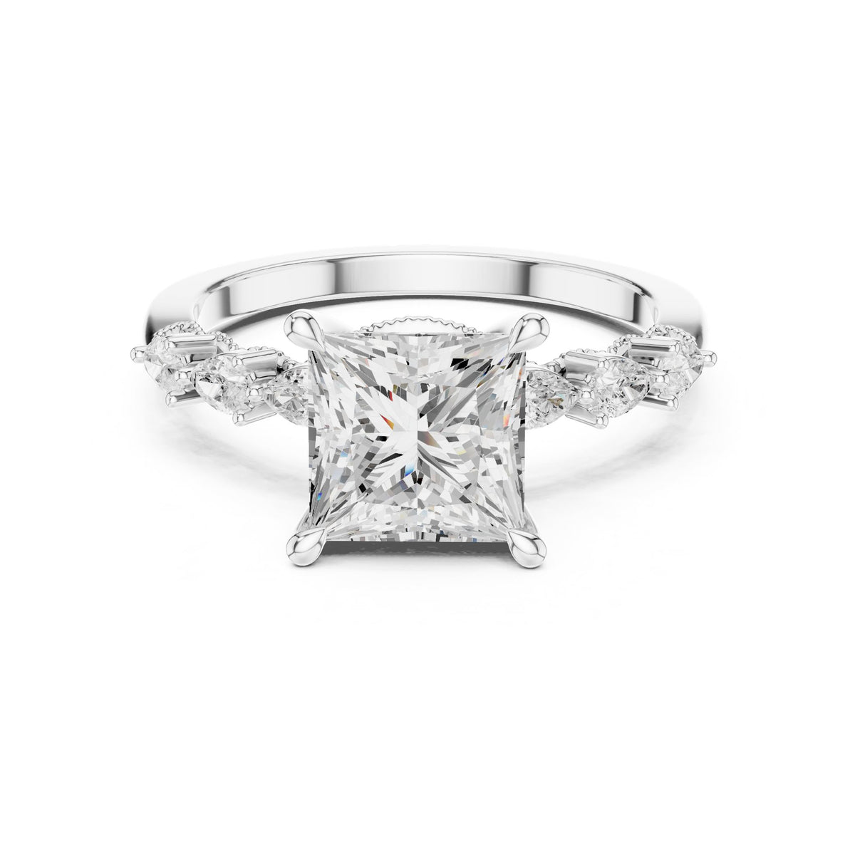 Princess Accented Lab Grown Diamond Engagement Ring