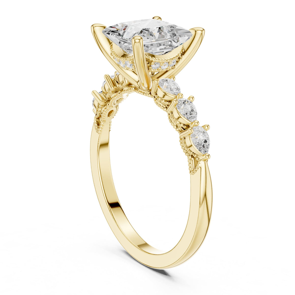 Princess Accented Lab Grown Diamond Engagement Ring