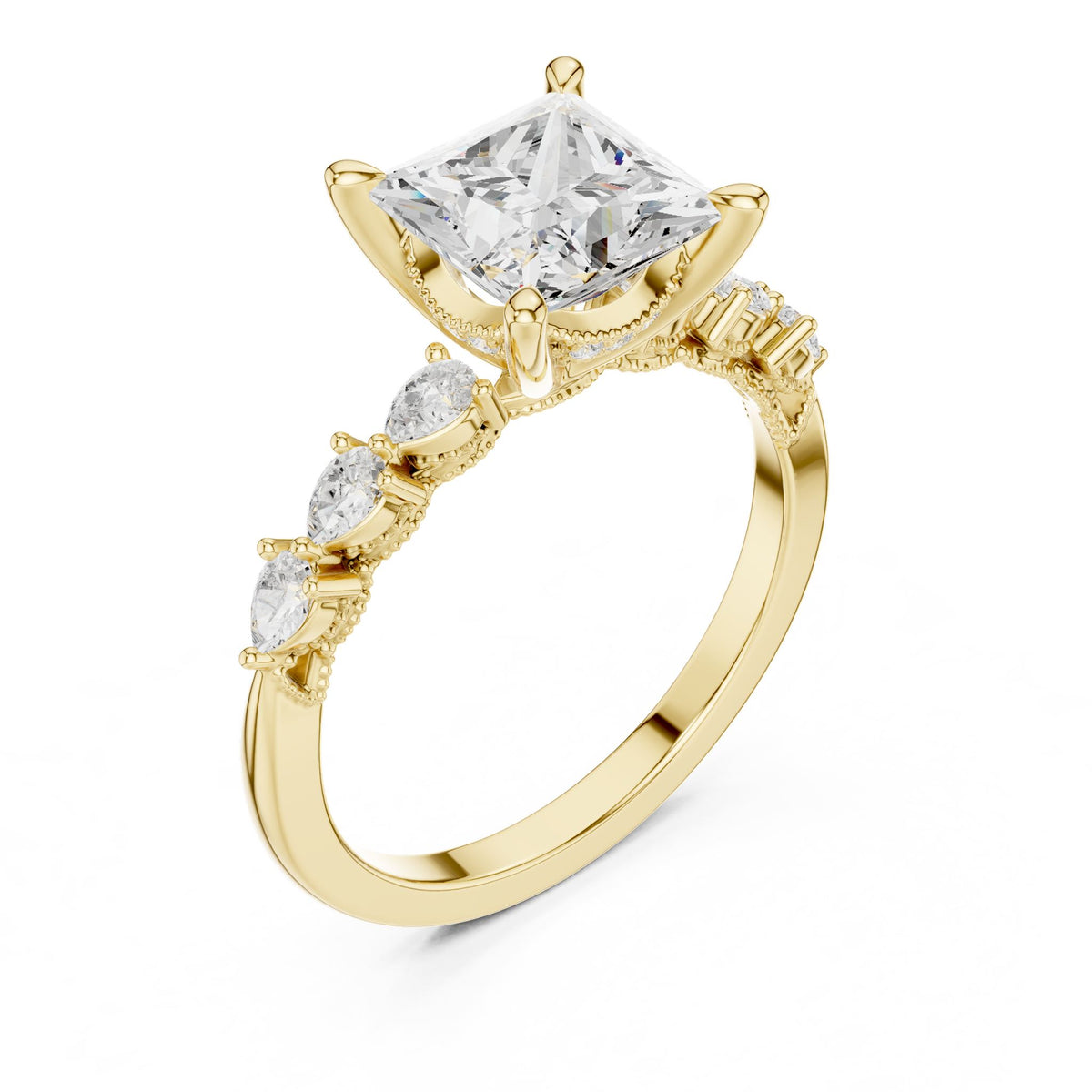 Princess Accented Lab Grown Diamond Engagement Ring