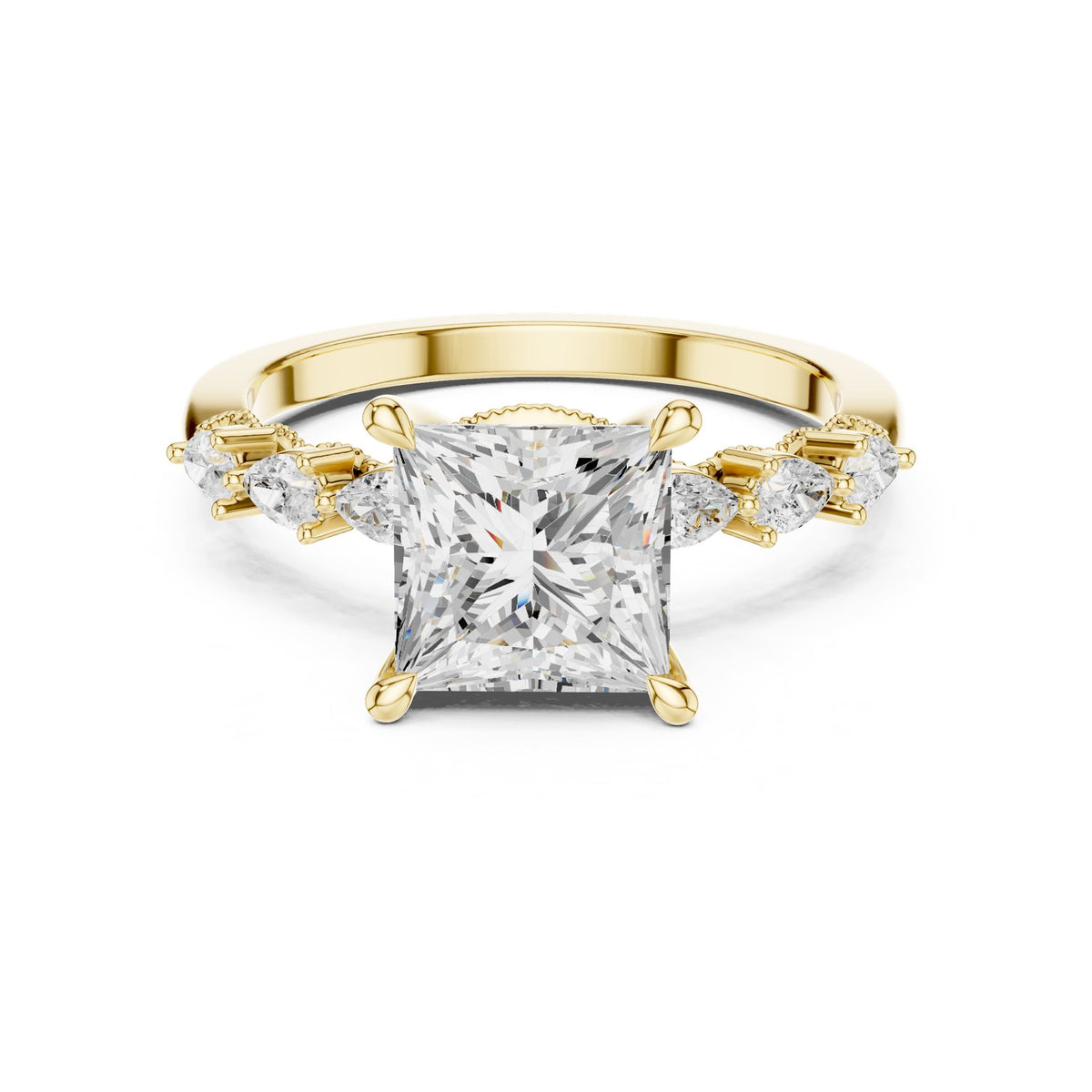 Princess Accented Lab Grown Diamond Engagement Ring