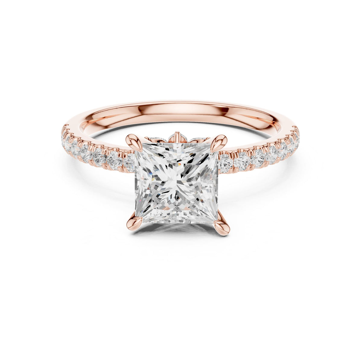 Princess Accented Lab Grown Diamond Engagement Ring