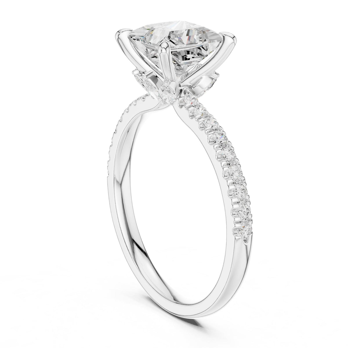 Princess Accented Lab Grown Diamond Engagement Ring