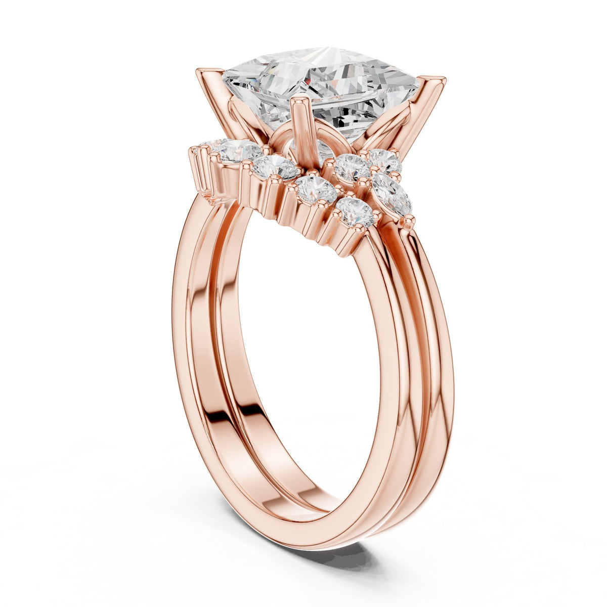 Princess Cluster Lab Grown Diamond Engagement Ring