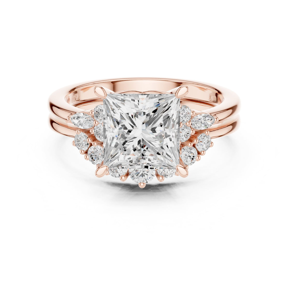 Princess Cluster Lab Grown Diamond Engagement Ring
