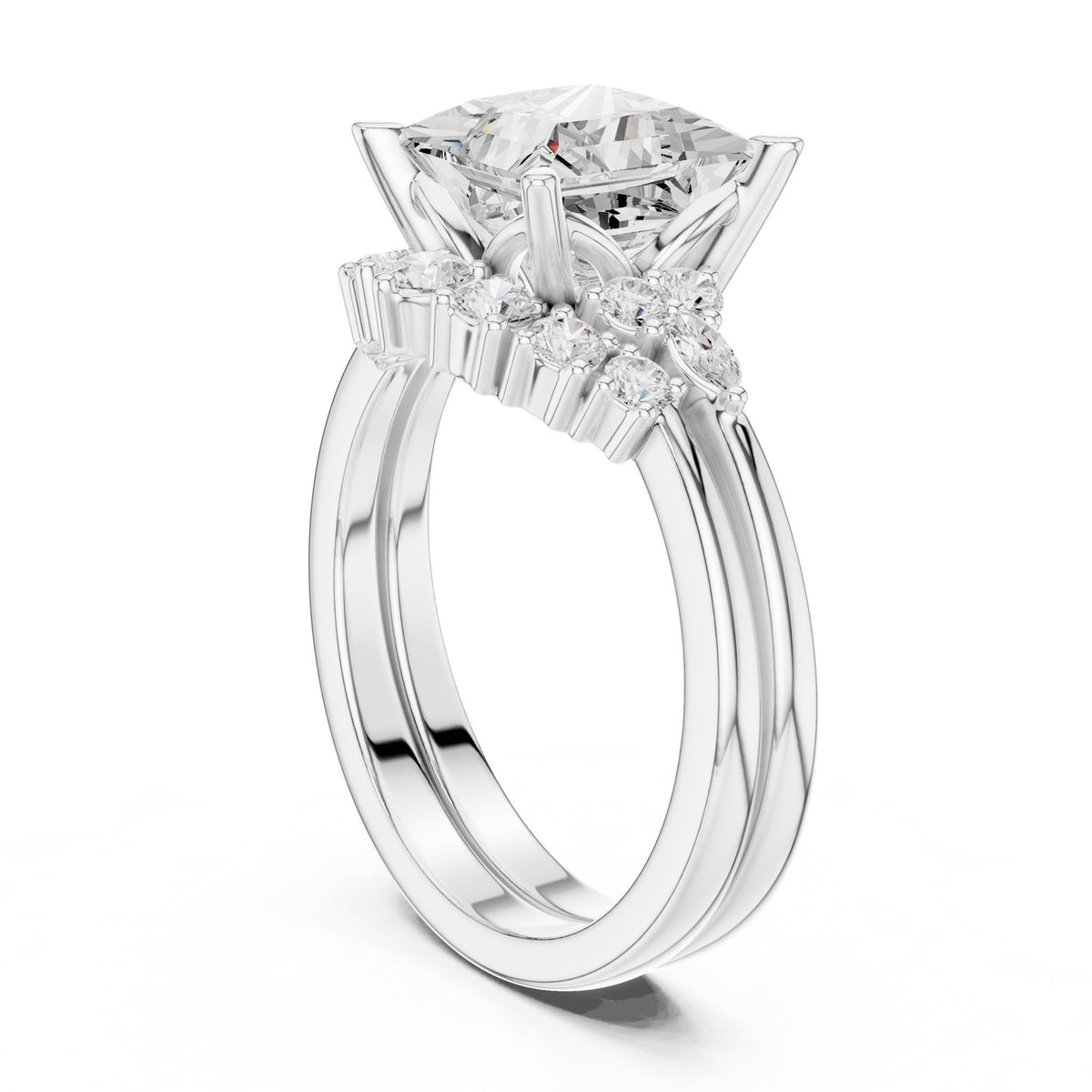 Princess Cluster Lab Grown Diamond Engagement Ring