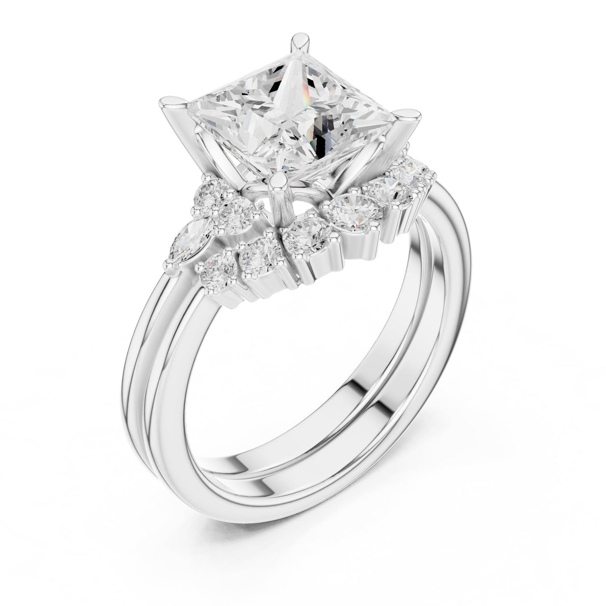 Princess Cluster Lab Grown Diamond Engagement Ring