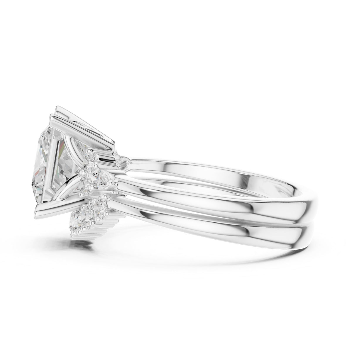 Princess Cluster Lab Grown Diamond Engagement Ring