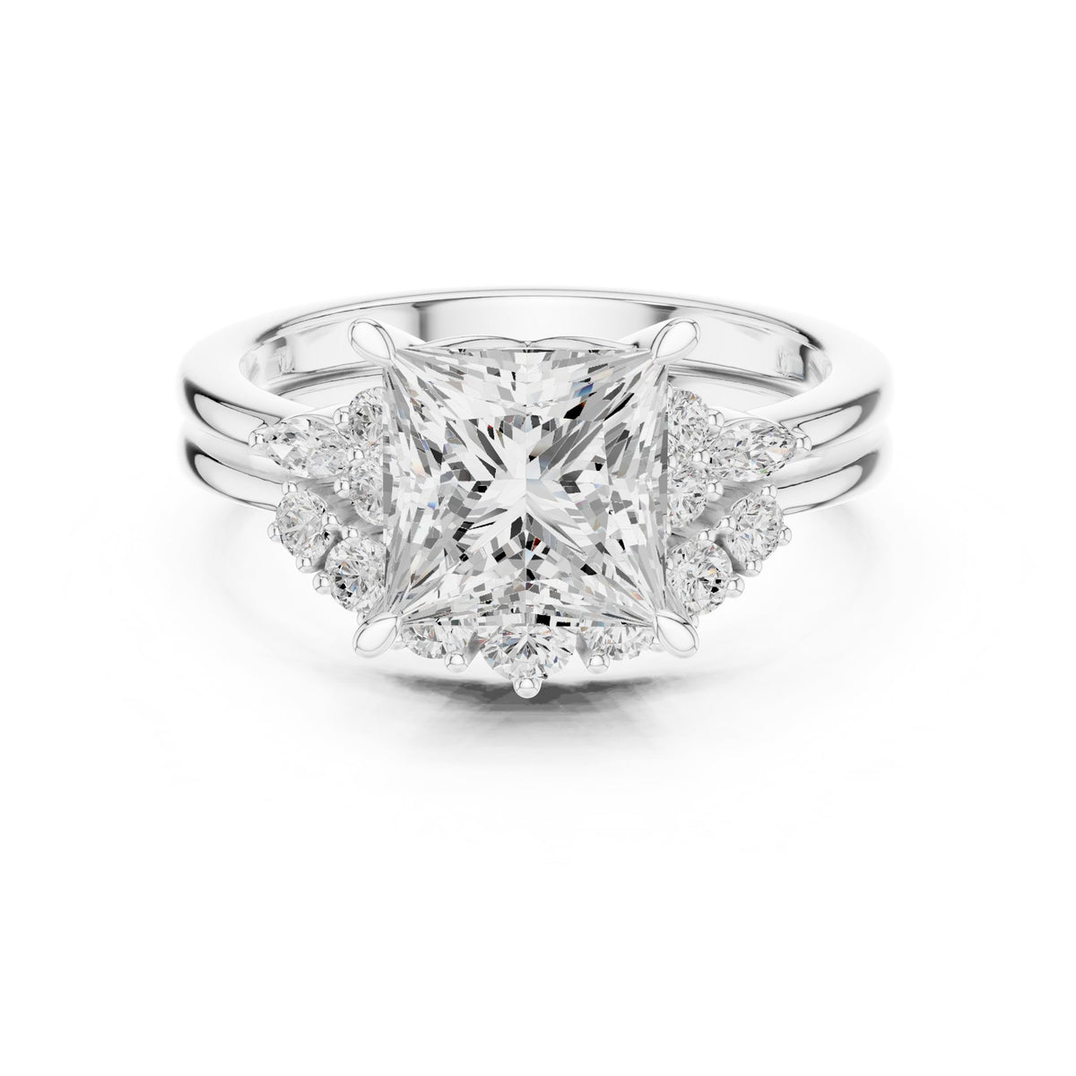 Princess Cluster Lab Grown Diamond Engagement Ring
