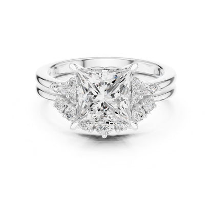 Princess Cluster Lab Grown Diamond Engagement Ring