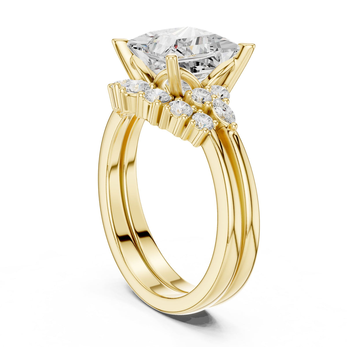 Princess Cluster Lab Grown Diamond Engagement Ring