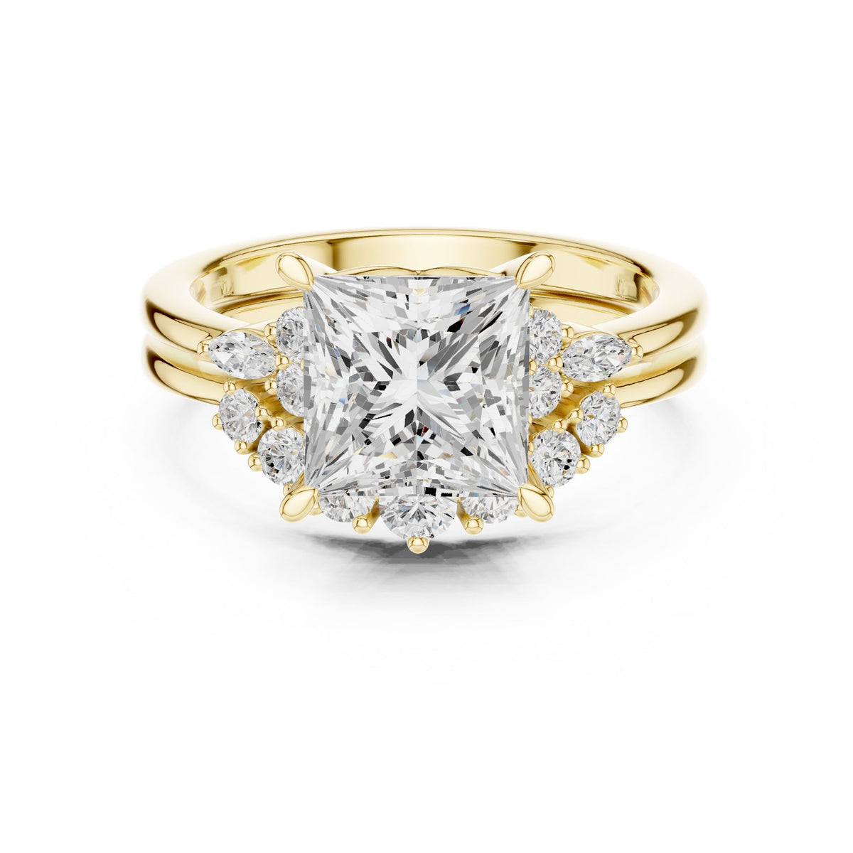 Princess Cluster Lab Grown Diamond Engagement Ring