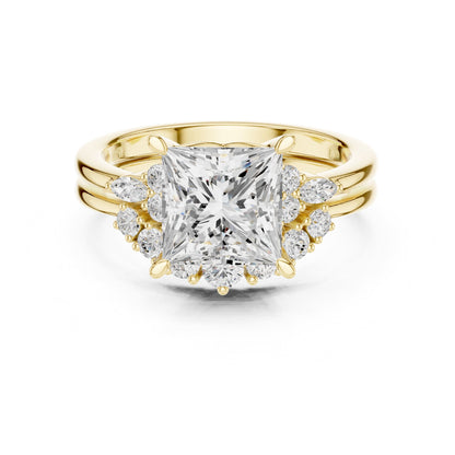 Princess Cluster Lab Grown Diamond Engagement Ring