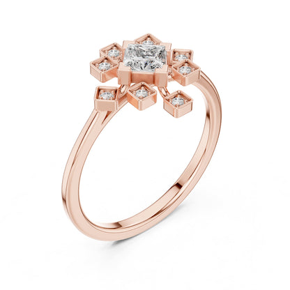 Princess Cluster Lab Grown Diamond Engagement Ring