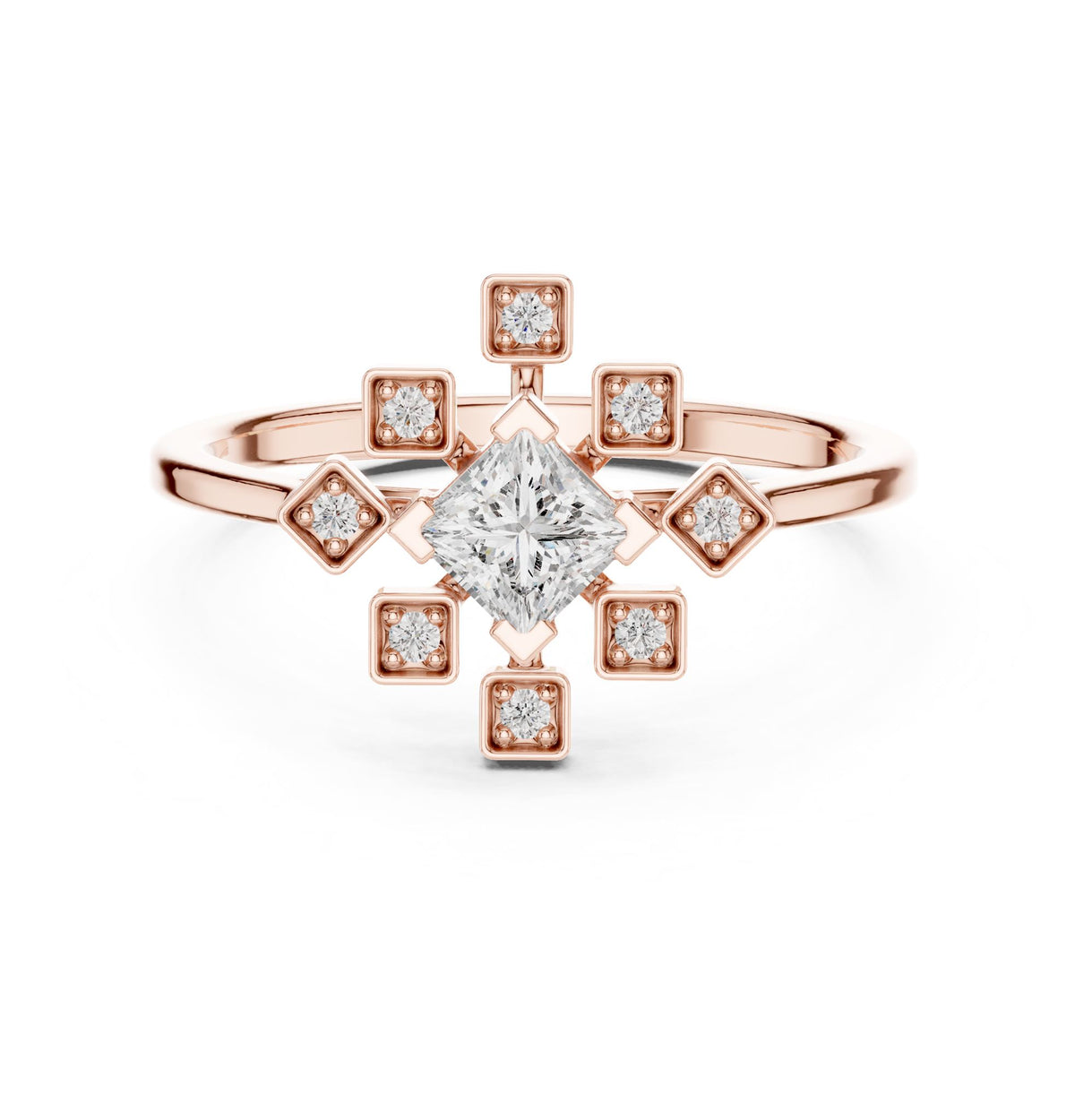 Princess Cluster Lab Grown Diamond Engagement Ring