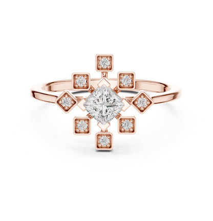 Princess Cluster Lab Grown Diamond Engagement Ring