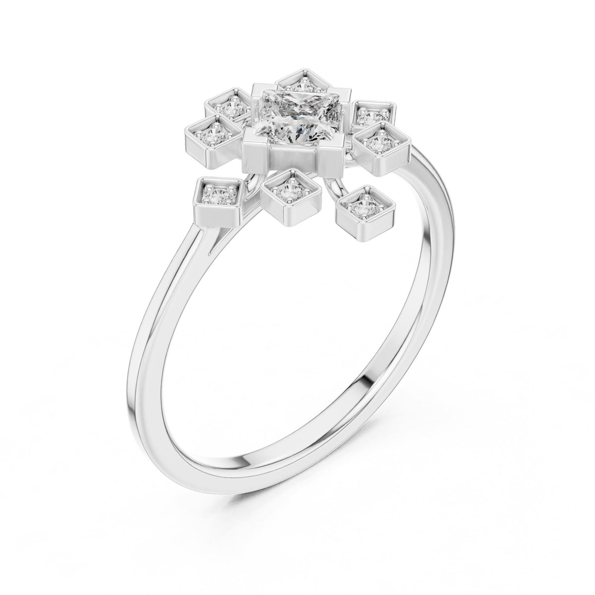 Princess Cluster Lab Grown Diamond Engagement Ring