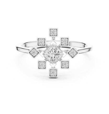 Princess Cluster Lab Grown Diamond Engagement Ring