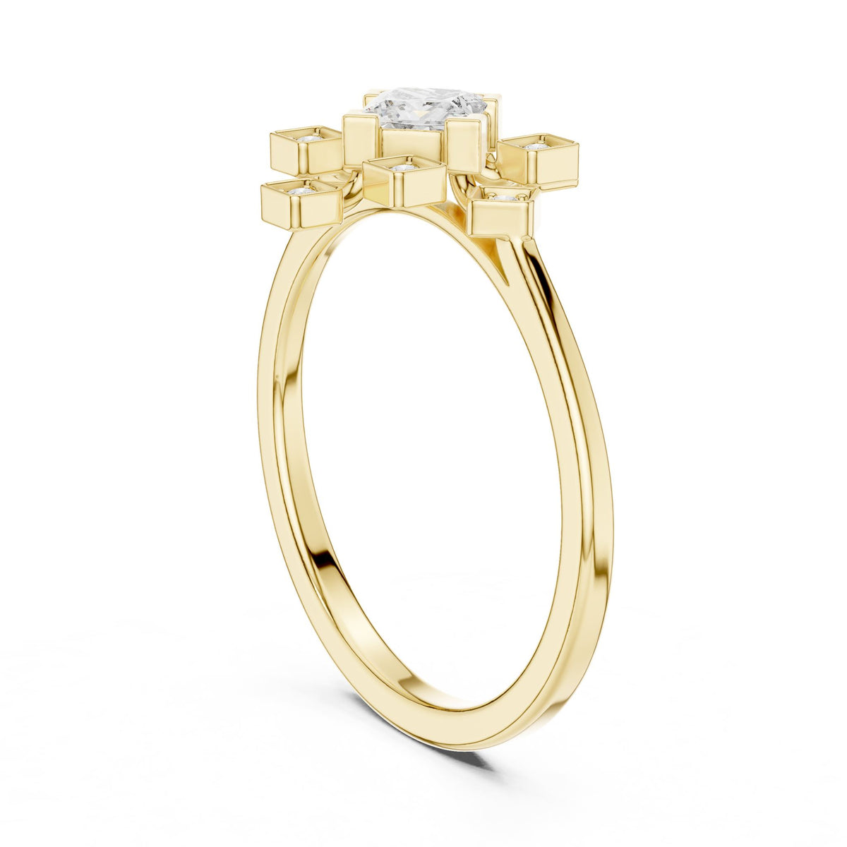 Princess Cluster Lab Grown Diamond Engagement Ring