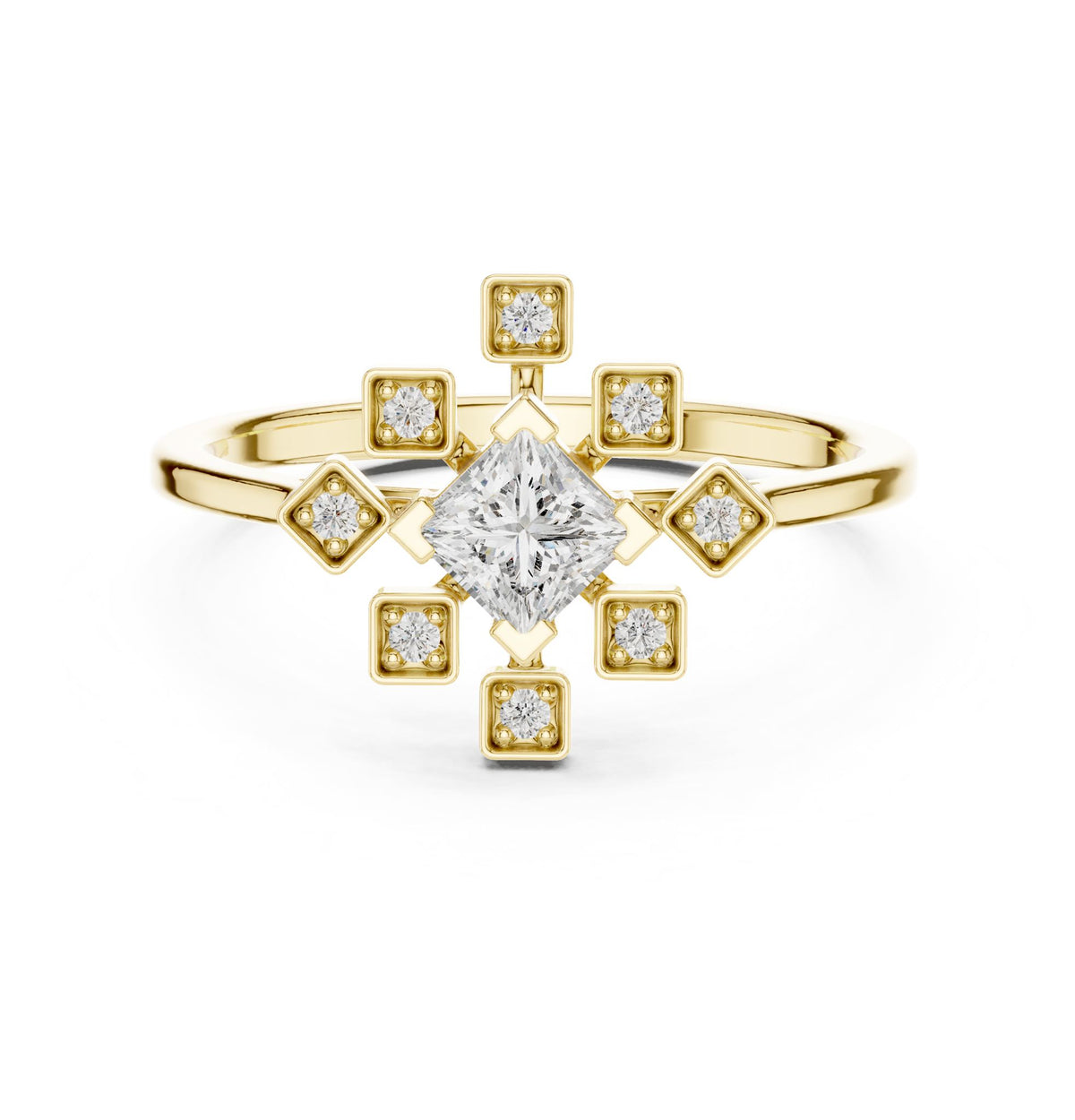 Princess Cluster Lab Grown Diamond Engagement Ring