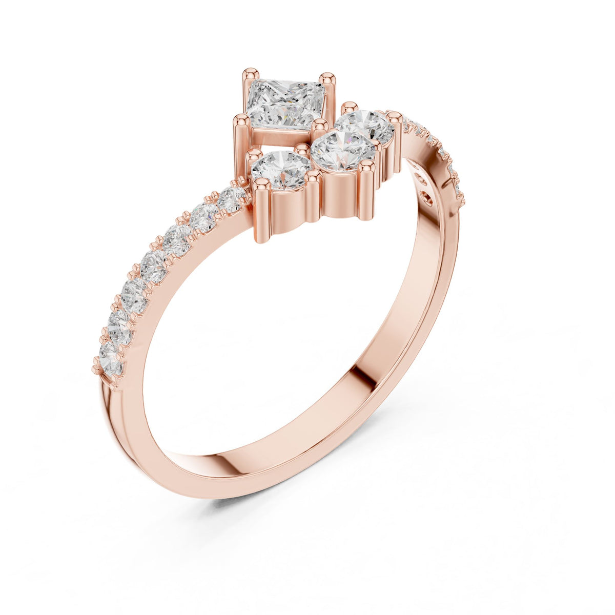 Princess Cluster Lab Grown Diamond Engagement Ring