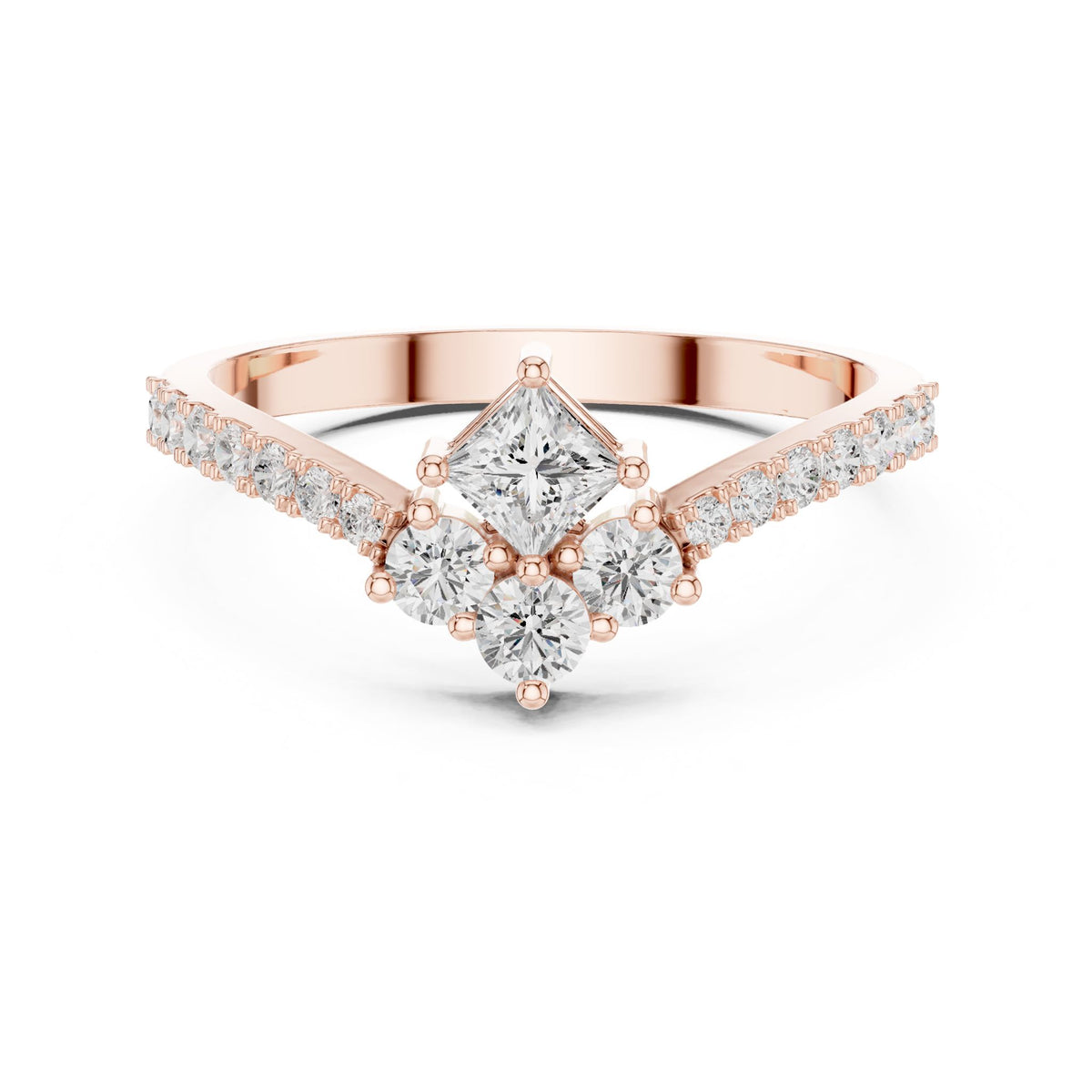 Princess Cluster Lab Grown Diamond Engagement Ring